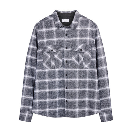 Chemise grise à carreaux avec une coupe droite...