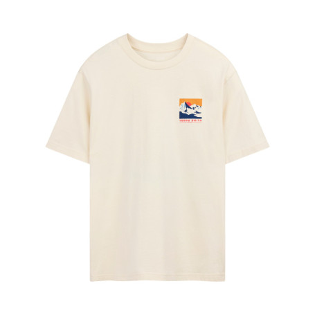 T-shirt écru à imprimé avec une coupe droite et...