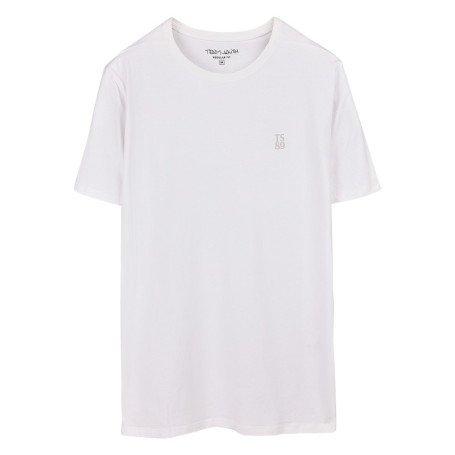 T-shirt blanc uni avec une coupe droite et des...