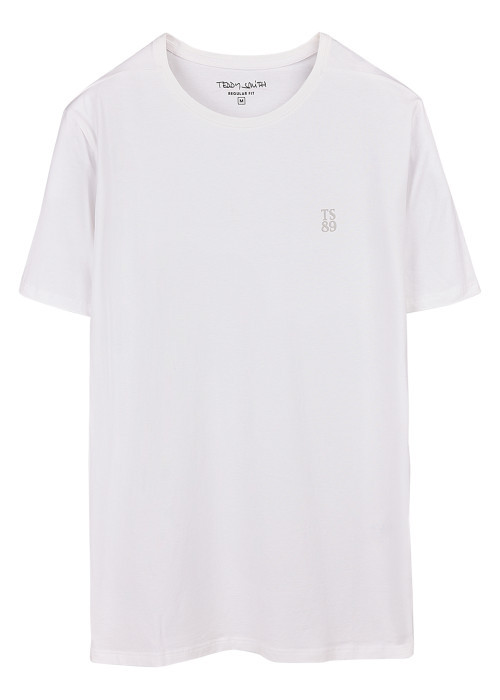 T-shirt blanc uni avec une coupe droite et des...