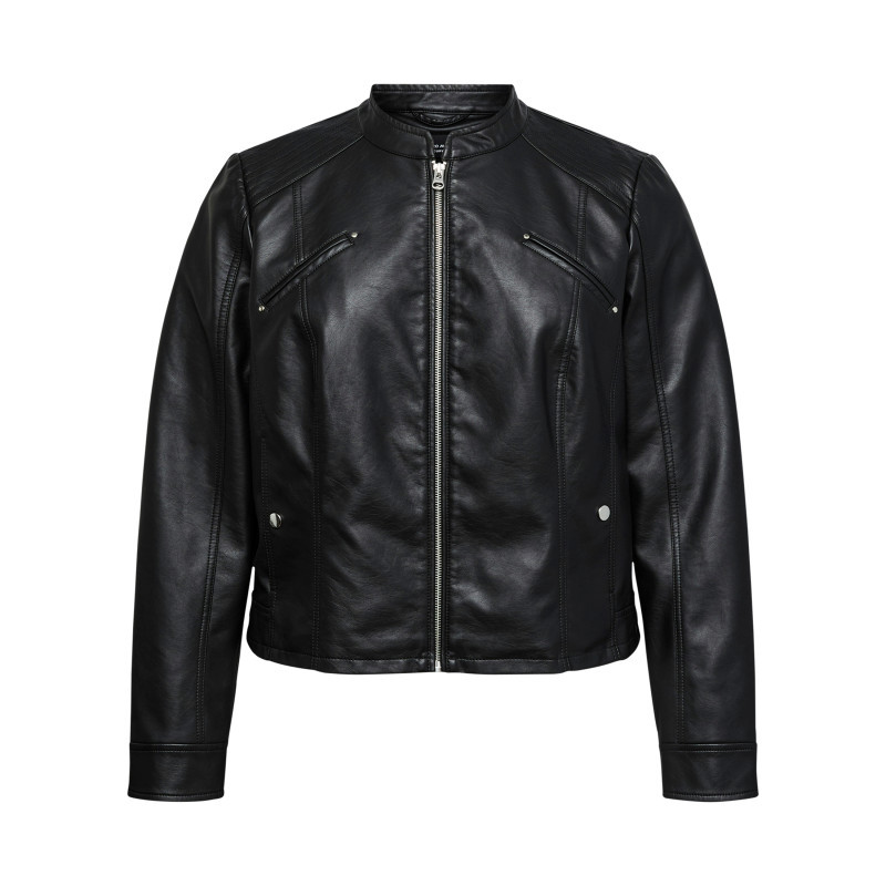 Vero Moda Curve - Blouson Noir Coupe Ajustée Pourvu D'un Col Montant Et D'une Fermeture Zippée - Noir