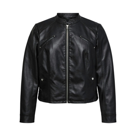 Blouson noir coupe ajustée pourvu d'un col...