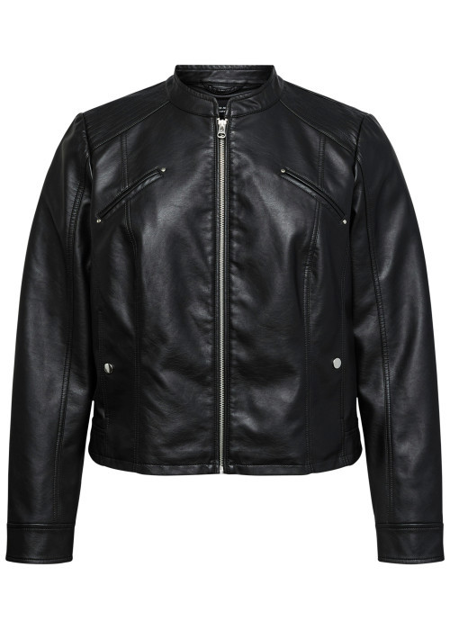 Blouson noir coupe ajustée pourvu d'un col...