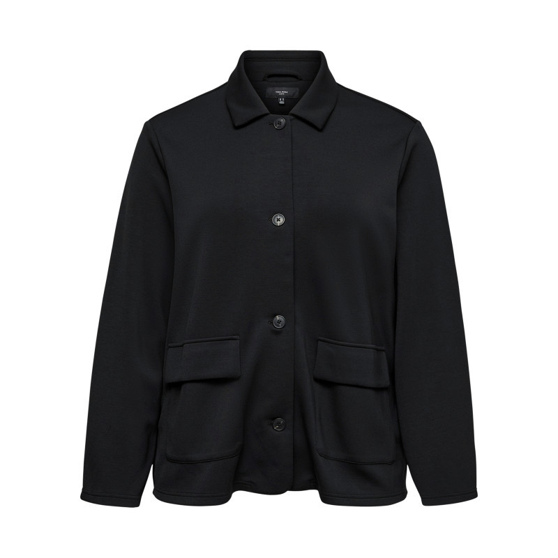 Vero Moda Curve - Veste Noire à Coupe Droite Pourvue D'un Col à Revers Et De Manches Longues - Noir Vero Moda Curve - Veste Noire à Coupe Droite Pourvue D'un Col à Revers Et De Manches Longues - Noir