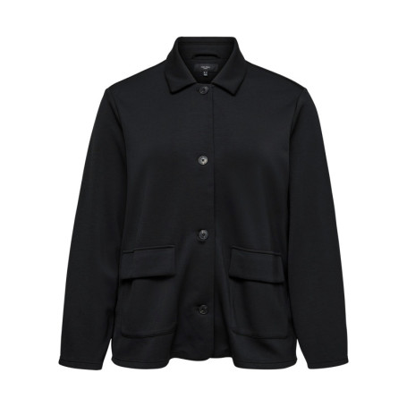 Veste noire à coupe droite pourvue d'un col à...