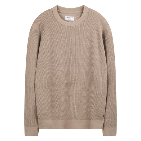Pull beige uni avec une coupe droite et des...
