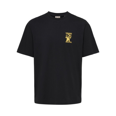 T-shirt en coton biologique noir à imprimé avec...