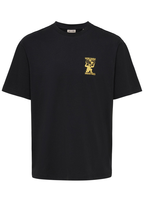 T-shirt en coton biologique noir à imprimé avec...