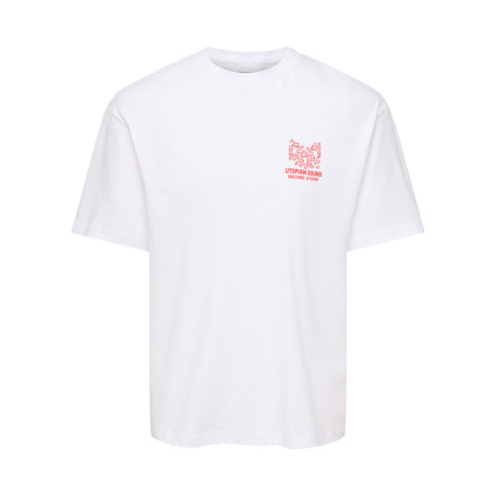 T-shirt en coton biologique blanc à imprimé...