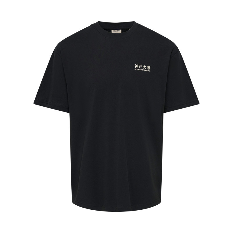 Only&sons - T-shirt En Coton Biologique Noir à Imprimé Avec Une Coupe Droite Et Un Col Rond - Noir Only&sons - T-shirt En Coton Biologique Noir à Imprimé Avec Une Coupe Droite Et Un Col Rond - Noir