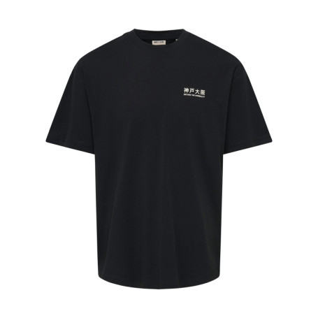 T-shirt en coton biologique noir à imprimé avec...