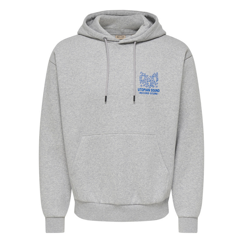 Only&sons - Sweat Gris à Imprimé Avec Une Coupe Droite Et Un Col à Capuche - Gris