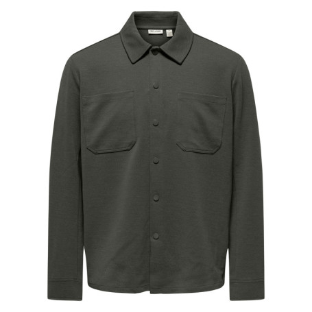 Chemise kaki unie avec une coupe droite et un...