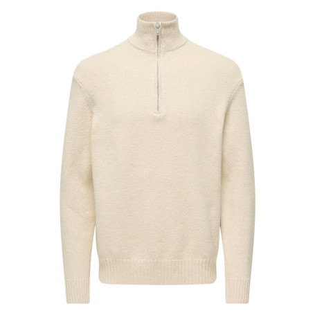 Pull en coton mélangé écru uni avec une coupe...