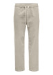 Thumbnail Pantalon jogging en coton beige uni avec une coupe droite et taille élastiquée