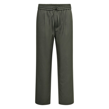 Pantalon jogging kaki uni avec une coupe droite...