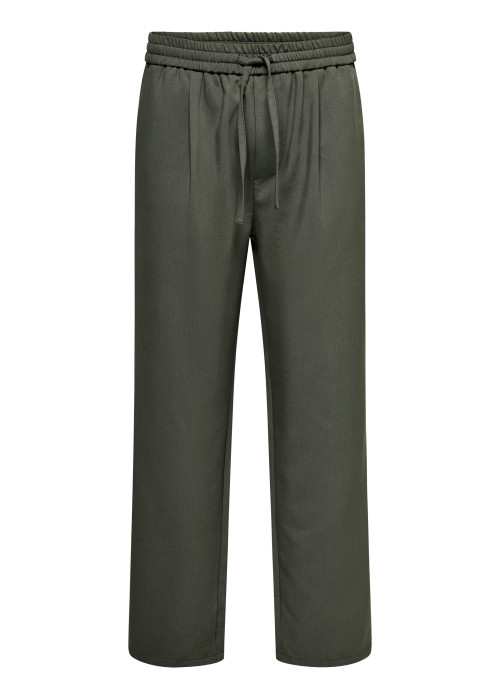 Pantalon jogging kaki uni avec une coupe droite...