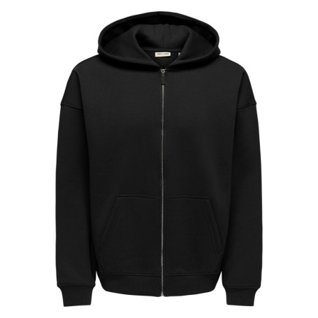 Sweat zippé noir uni avec une coupe droite et...