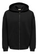 Thumbnail Sweat zippé noir uni avec une coupe droite et un col à capuche