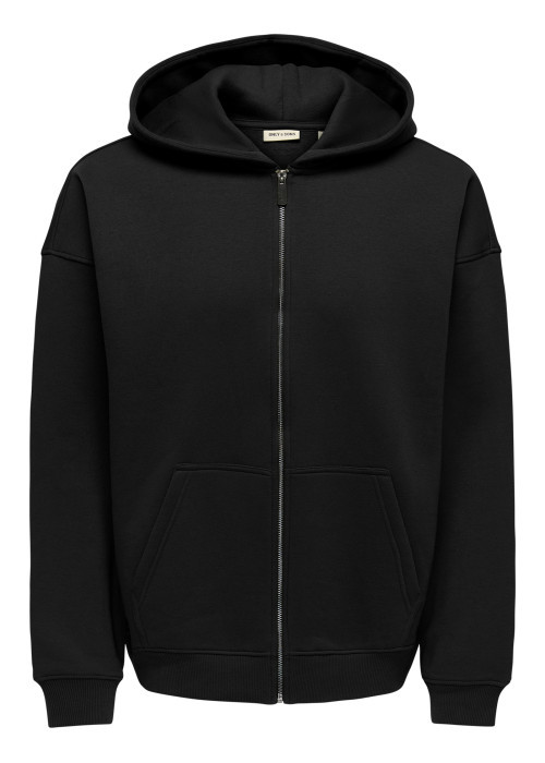 Sweat zippé noir uni avec une coupe droite et...