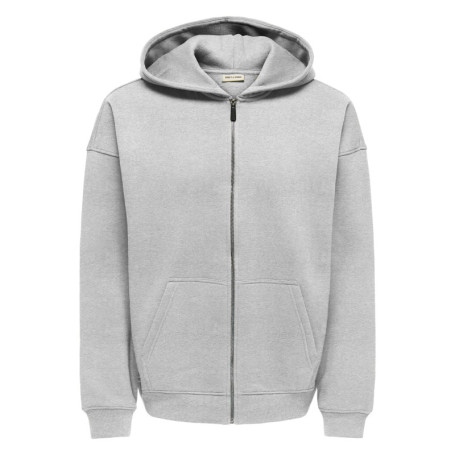 Sweat zippé gris uni avec une coupe droite et...