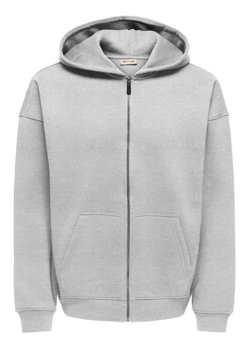 Sweat zippé gris uni avec une coupe droite et...