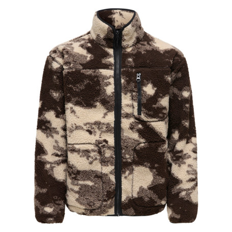 Manteau marron à motifs avec une coupe droite...