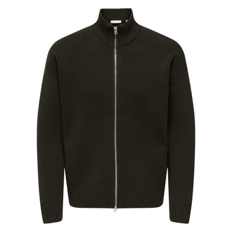 Gilet en coton mélangé marron uni avec une...