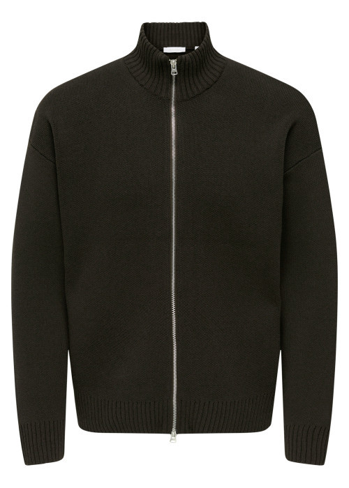 Gilet en coton mélangé marron uni avec une...