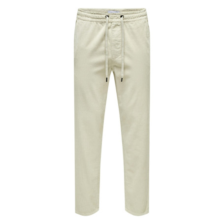 Pantalon chino en coton écru uni avec une coupe...