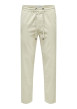 Thumbnail Pantalon chino en coton écru uni avec une coupe droite et une taille élastiquée