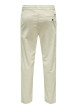 Thumbnail Pantalon chino en coton écru uni avec une coupe droite et une taille élastiquée - Image 2
