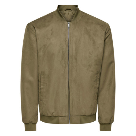 Bomber kaki uni avec une coupe droite et un col...