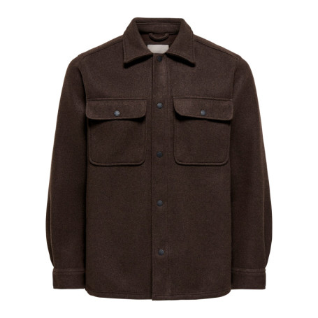 Chemise marron unie avec une coupe droite et un...