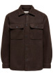 Thumbnail Chemise marron unie avec une coupe droite et un col à revers