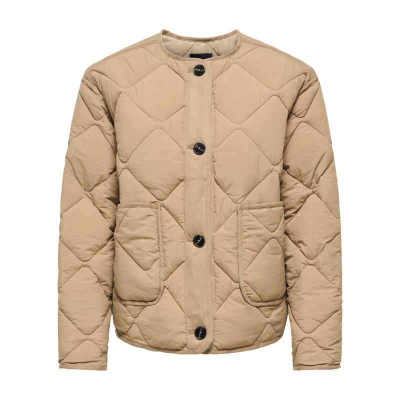 Only - Blouson Beige Uni Avec Une Coupe Droite Et Une Fermeture Boutonnée - Beige Only - Blouson Beige Uni Avec Une Coupe Droite Et Une Fermeture Boutonnée - Beige