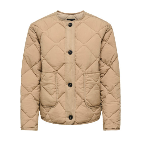 Blouson beige uni avec une coupe droite et une...