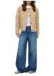 Thumbnail Blouson beige uni avec une coupe droite et une fermeture boutonnée - Image 5