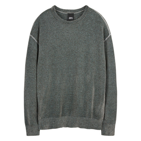 Pull vert uni avec une coupe droite et des...