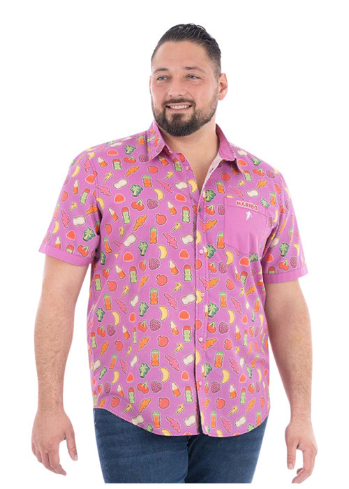 Chemise parme à motifs avec une coupe droite et...