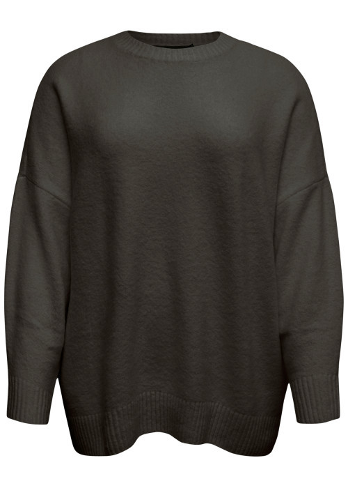 Pull marron à coupe ample pourvu d'un col rond...