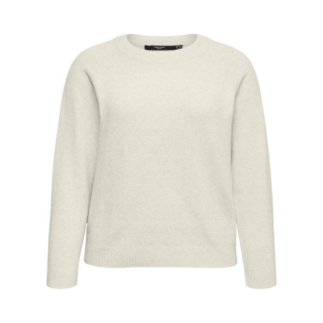 Pull écru à coupe droite pourvu d'un col rond...