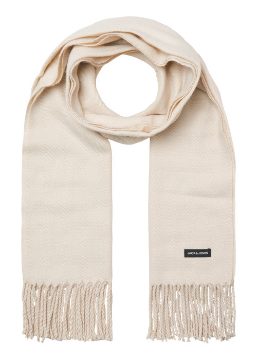 Écharpe écrue unie avec une étiquette de la marque Jack & Jones cousue