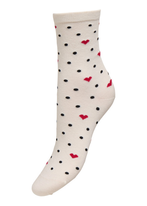 Chaussettes hautes en coton mélangé écru avec...