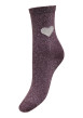 Thumbnail Chaussettes hautes bordeaux unies avec un imprimé cœur à la cheville