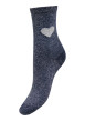 Thumbnail Chaussettes hautes marine unies avec un imprimé cœur à la cheville