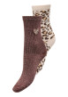 Thumbnail Lot de 2 paires de chaussettes hautes bordeaux et à motifs léopard