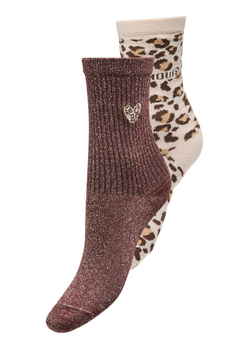 Lot de 2 paires de chaussettes hautes bordeaux...