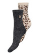 Thumbnail Lot de 2 paires de chaussettes hautes noires et à motif léopard