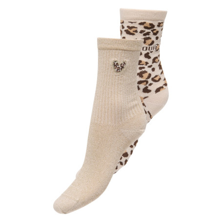 Lot de 2 paires de chaussettes hautes beiges et...